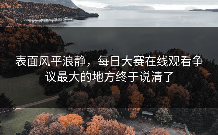 表面风平浪静，每日大赛在线观看争议最大的地方终于说清了