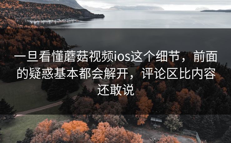一旦看懂蘑菇视频ios这个细节，前面的疑惑基本都会解开，评论区比内容还敢说