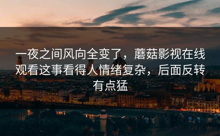一夜之间风向全变了，蘑菇影视在线观看这事看得人情绪复杂，后面反转有点猛