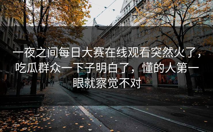一夜之间每日大赛在线观看突然火了，吃瓜群众一下子明白了，懂的人第一眼就察觉不对