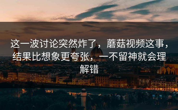 这一波讨论突然炸了，蘑菇视频这事，结果比想象更夸张，一不留神就会理解错