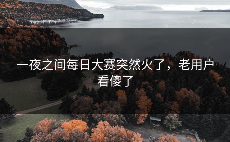 一夜之间每日大赛突然火了，老用户看傻了
