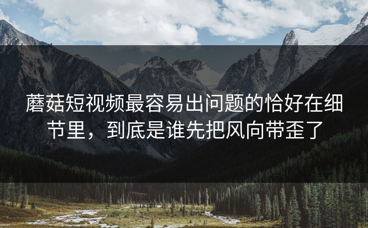蘑菇短视频最容易出问题的恰好在细节里，到底是谁先把风向带歪了