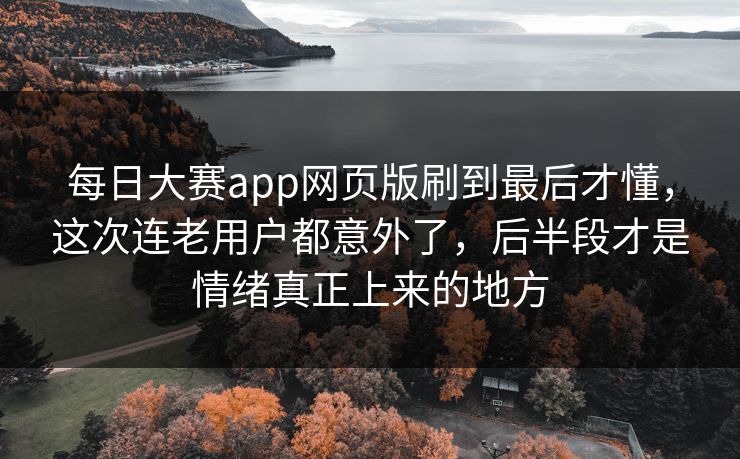每日大赛app网页版刷到最后才懂，这次连老用户都意外了，后半段才是情绪真正上来的地方
