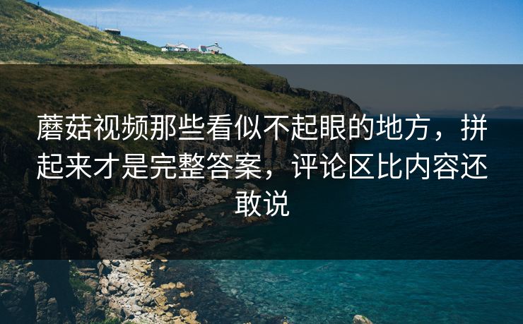 蘑菇视频那些看似不起眼的地方，拼起来才是完整答案，评论区比内容还敢说