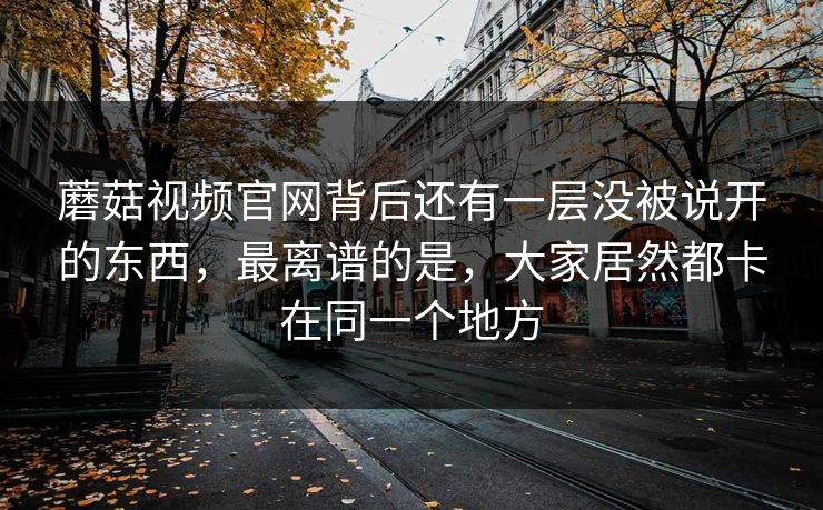 蘑菇视频官网背后还有一层没被说开的东西，最离谱的是，大家居然都卡在同一个地方