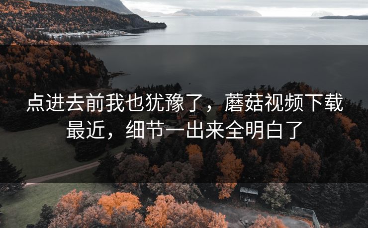 点进去前我也犹豫了，蘑菇视频下载最近，细节一出来全明白了