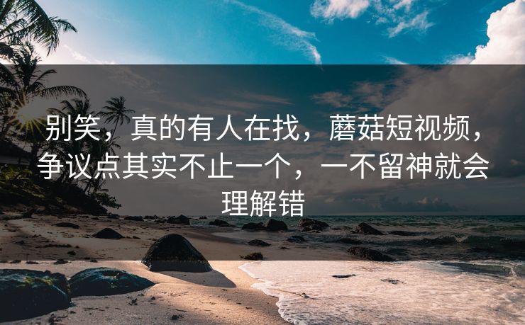 别笑,真的有人在找,蘑菇短视频,争议点其实不止一个,一不留神就会理解错 别笑,真的有人在找,蘑菇短视频,争议点其实不止一个,一不留神就会理解错
