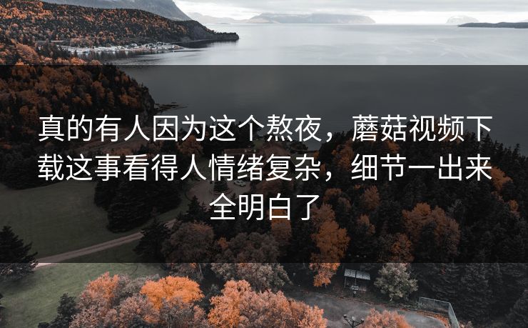 真的有人因为这个熬夜,蘑菇视频下载这事看得人情绪复杂,细节一出来全明白了 真的有人因为这个熬夜,蘑菇视频下载这事看得人情绪复杂,细节一出来全明白了