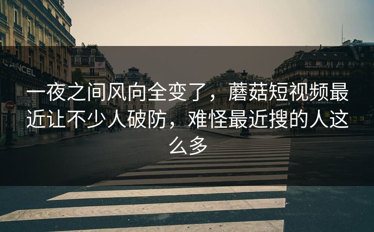一夜之间风向全变了，蘑菇短视频最近让不少人破防，难怪最近搜的人这么多
