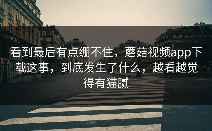 看到最后有点绷不住，蘑菇视频app下载这事，到底发生了什么，越看越觉得有猫腻