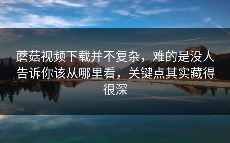 蘑菇视频下载并不复杂，难的是没人告诉你该从哪里看，关键点其实藏得很深