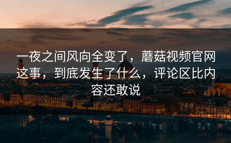 一夜之间风向全变了，蘑菇视频官网这事，到底发生了什么，评论区比内容还敢说