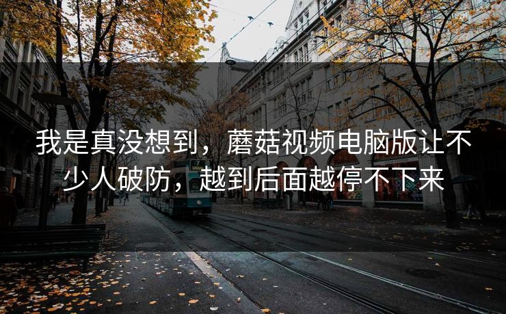 我是真没想到，蘑菇视频电脑版让不少人破防，越到后面越停不下来